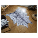 Flair Rugs koberce Kusový koberec Faux Animal Zebra Print Black/White - 155x195 tvar kožešiny cm