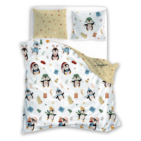 Faro Vánoční bavlněné povlečení Scandic 059 160x200 cm + 2x 70x80 cm bílé/béžové