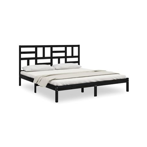 Rám postele černý masivní dřevo 200 × 200 cm, 3105974 SHUMEE