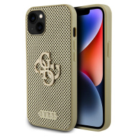 Guess PU Perforated 4G Glitter Metal Logo kryt iPhone 15 zlatý