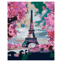 Zuty Diamantové malování Eiffelova věž a růžové stromy