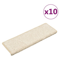 vidaXL Schodové rohože 10 ks 65 x 21 x 4 cm bílé s obdélníkovým okrajem
