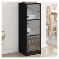 vidaXL Highboard se skleněnými dvířky černý 35 x 37 x 109 cm