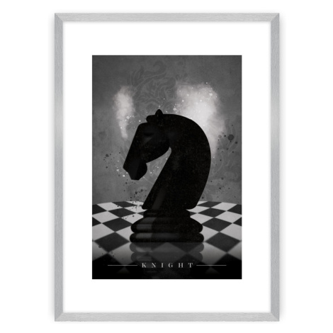Dekoria Plakát Chess III, 30 x 40 cm, Ramka: Srebrna