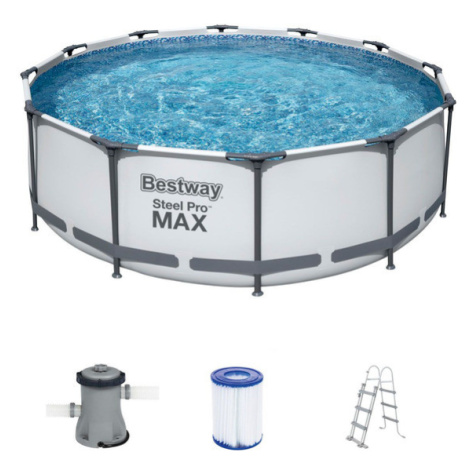 Bestway Bazén s ocelovým rámem Steel ProMAX™ s filtračním zařízením a bezpečnostními schůdky, Ø 