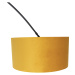 Oblouková lampa černá s velurovým odstínem okrově žlutá se zlatem 50 cm - XXL