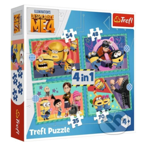 Já, padouch 4: Šílení Mimoni 4v1 - puzzle z kategorie 15 - 60 dílků Trefl