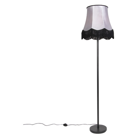 Klasická stojací lampa černá s odstínem šedé Granny B - Simplo QAZQA