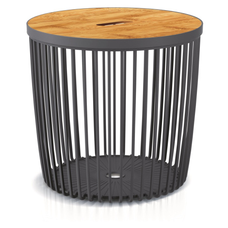 Prosperplast Plastový univerzální koš Clubo s bambus. víkem, antracit, pr. 38 cm