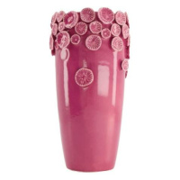 Váza válec kónická dekor plátky citrónu keramika růžová 26cm