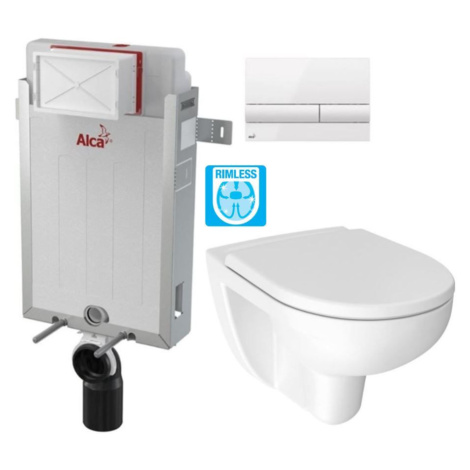 ALCADRAIN Renovmodul předstěnový instalační systém s bílým tlačítkem M1710 + WC JIKA LYRA PLUS R AKCE/SET/ALCA