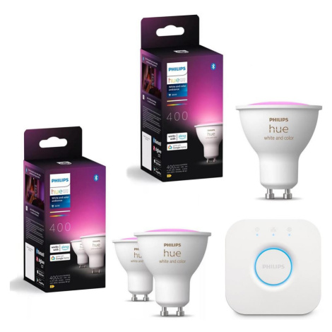 SADA 3x LED RGBW Stmívatelná žárovka Philips Hue WACA GU10/4,2W/230V+ Hue bridge P6175+P6176+P14