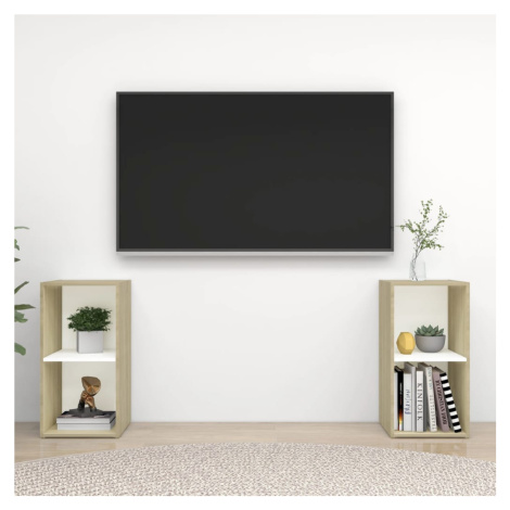 vidaXL TV skříňky 2 ks bílé a dub sonoma 72x35x36,5cm kompozitní dřevo