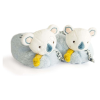 Bačkůrky pro miminko s chrastítkem Yoca le Koala Doudou et Compagnie modré v dárkovém balení od 