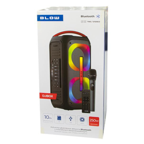 RGB BLUETOOTH Aktivní reproduktor BLOW DJBOX  s mikrofonem , dálkovým ovladačem 250W