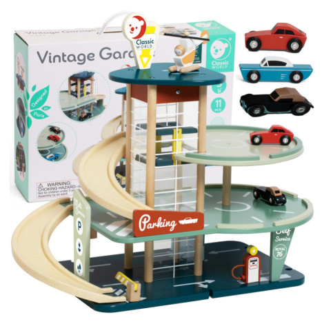 Classic world Vícepatrové parkoviště pro děti s auty a vrtulníkem | Garáž s myčkou, výtahem a př
