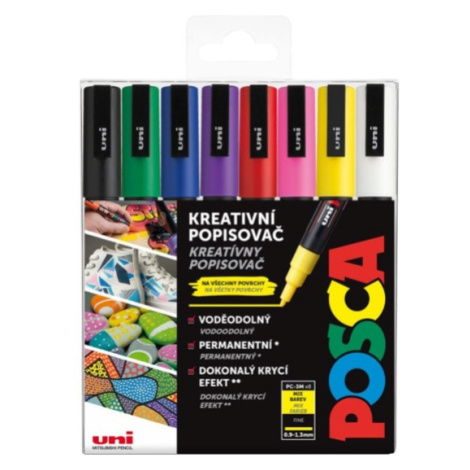 POSCA akrylový popisovač PC-3M 8 ks - mix základních barev POSCA