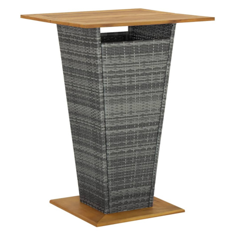 vidaXL Barový stůl šedý 80 x 80 x 110 cm polyratan a masivní akácie