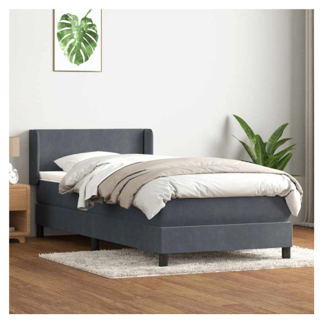 vidaXL Box spring postel s matrací tmavě šedá 80x210 cm samet