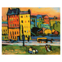 Obrazová reprodukce Houses in Munich (1908), Wassily Kandinsky, 40 × 35 cm