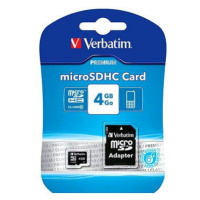 Verbatim MicroSDHC 4GB Class 10 + SD adaptér