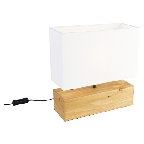 Venkovská stolní lampa dřevěná s bílým stínidlem - Valesca TRIO