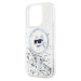 Zadní kryt Karl Lagerfeld Liquid Glitter Choupette Head Magsafe Apple iPhone 15 Pro, transparent