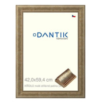 DANTIK rámeček 42 × 59,4, KŘÍDLO malé stříbrné patina plexi čiré