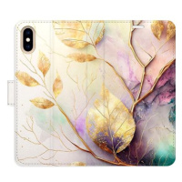 iSaprio flip pouzdro Gold Leaves 02 pro iPhone X/XS