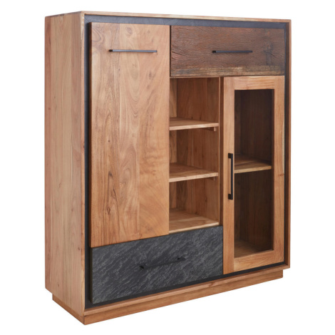 Landscape VYSOKÁ KOMODA, akácie, staré dřevo, hnědá, barvy akácie, tmavě šedá cm