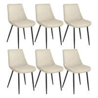 TecTake Sada 6 židlí Monroe v sametovém vzhledu - krémová