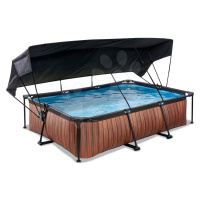 Bazén se stříškou a filtrací Wood pool Exit Toys ocelová konstrukce 300*200 cm hnědý od 6 let