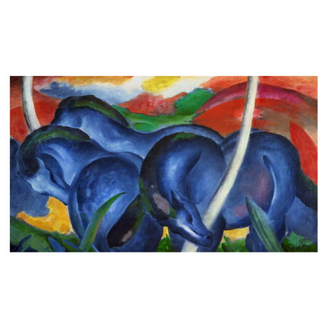 Marc, Franz - Obrazová reprodukce Big blue horses, (40 x 22.5 cm)