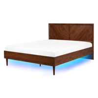 BELIANI postel s LED MIALET 140 × 200 cm, tmavé dřevo