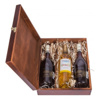 FK Dřevěná krabička na tři láhve - 36x30x10 cm, Ořech
