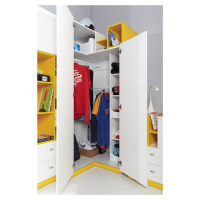 Rohová šatní skříň Mobi MO1 Barva: Bílá/Žlutá