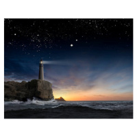 Fotografie Lighthouse beaming over rocky ocean waves, John M Lund Photography Inc, 40 × 30 cm