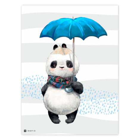 Obrázek do dětského pokoje Panda s modrým deštníkem INSPIO