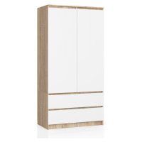 Ak furniture Šatní skříň Star 90 cm dub sonoma/bílá