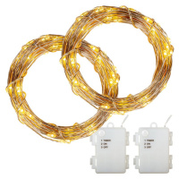 VOLTRONIC® Sada 2 kusů světelných drátů - 200 LED, teplá bílá
