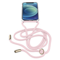 Cellularline Neck-Case zadní kryt čirý pro Apple iPhone 12 Mini, s růžovou šňůrkou