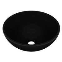 Luxusní umyvadlo kulaté matné černé 32,5 × 14 cm keramické