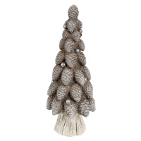 Hnědo-bílá vánoční dekorace stromeček z šišek Godewyn – 7x19 cm