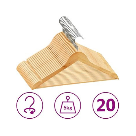 20 ks šatních ramínek protiskluzové tvrdé dřevo SHUMEE