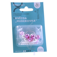 Sada na výrobu ozdoby z perliček - Huderovka - stříbrná/růžová