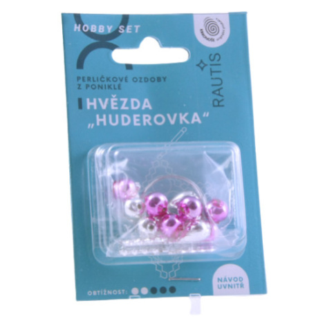 Sada na výrobu ozdoby z perliček - Huderovka - stříbrná/růžová Rautis