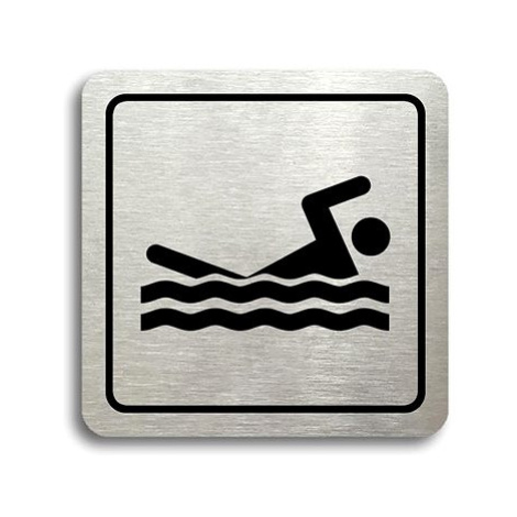 Accept Piktogram "bazén venkovní" (80 × 80 mm) (stříbrná tabulka - černý tisk)
