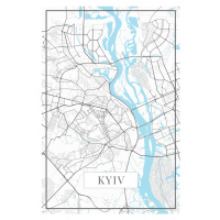 Mapa Kyiv white, 26.7 × 40 cm