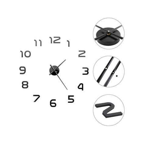 3D Nástěnné hodiny s moderním designem 100 cm XXL černé SHUMEE