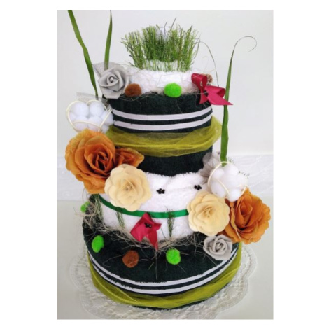 VER Textilní dort třípatrový zeleno/bílý